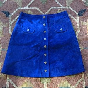 Anthropologie Blue Suede Mini Skirt